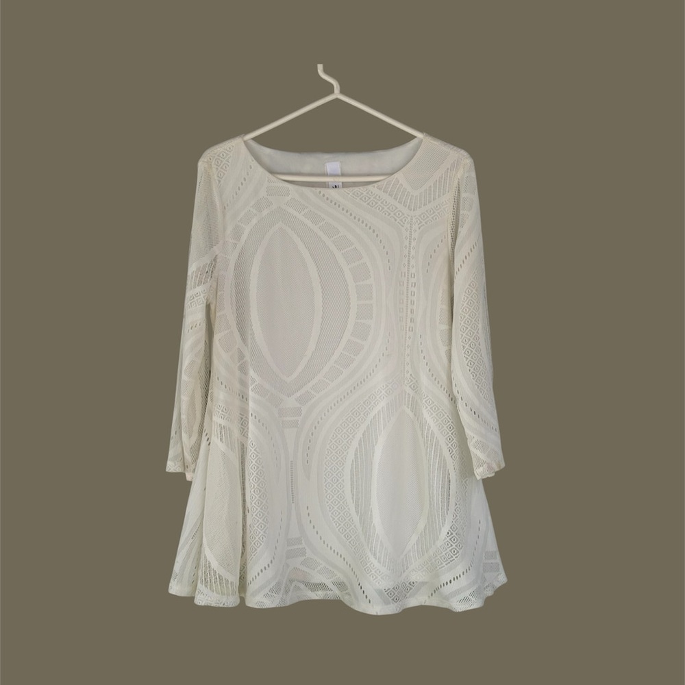 Come N See White Lace Boho Blouse | Sheer Tunic Top Flowy